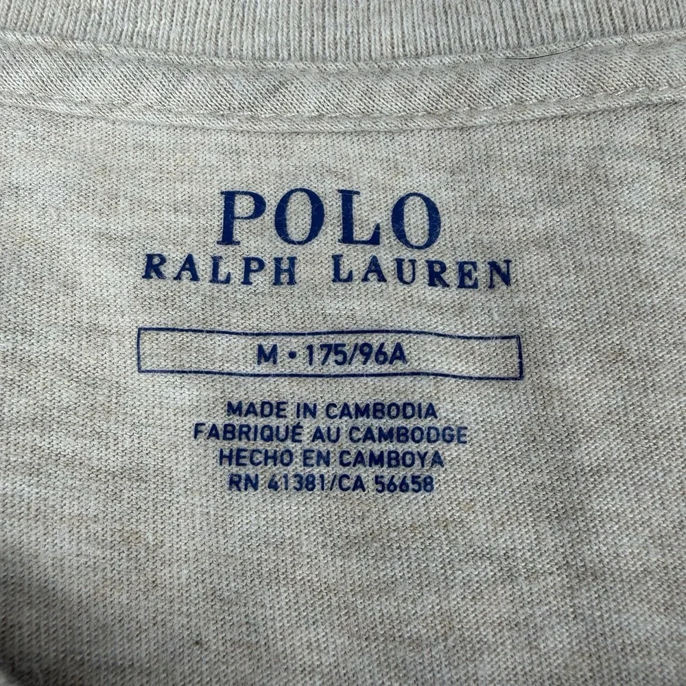Polo Ralph Lauren Mens Long Sleeve T-Shirt‎ Oatmeal Beige Heather Cotton Pony M